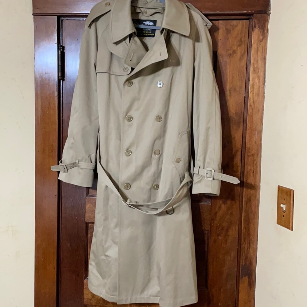 🛍Silver Cloud brand men’s 42 Reg trench coat w/ removable lining NWOT gorgeous